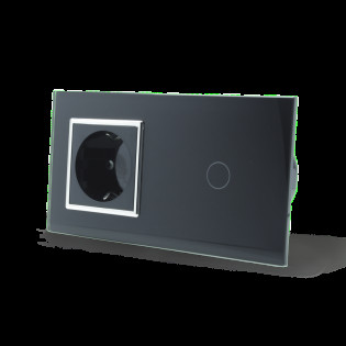 Сенсорный выключатель с розеткой Livolo черный хром стекло (VL-C701/C7C1EU-12C) Сенсорный выключатель с розеткой Livolo черный хром стекло (VL-C701/C7C1EU-12C)