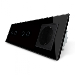 Сенсорный выключатель Livolo 4 канала (2-2) с розеткой черный стекло (VL-C702/C702/C7C1EU-12) Сенсорный выключатель Livolo 4 канала (2-2) с розеткой черный стекло (VL-C702/C702/C7C1EU-12)