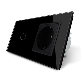 Сенсорный выключатель с розеткой Livolo черный стекло (VL-C701/C7C1EU-12) Сенсорный выключатель с розеткой Livolo черный стекло (VL-C701/C7C1EU-12)