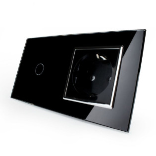 Сенсорный выключатель с розеткой Livolo черный хром стекло (VL-C701/C7C1EU-12C) Сенсорный выключатель с розеткой Livolo черный хром стекло (VL-C701/C7C1EU-12C)