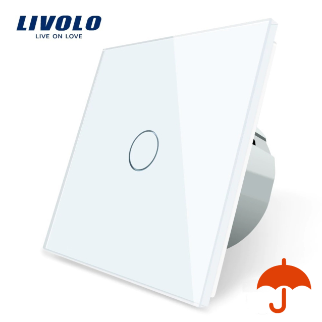 Сенсорный выключатель Livolo для улицы с защитой от брызг IP44 белый стекло (VL-C701IP-11)