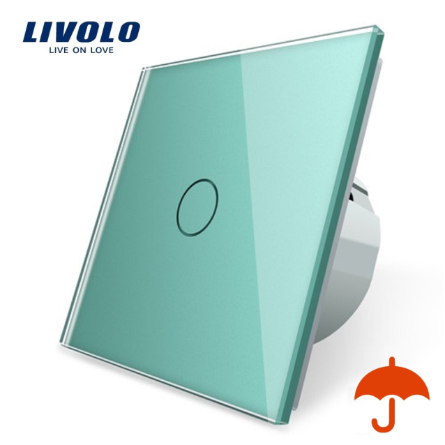 Сенсорный выключатель Livolo для улицы с защитой от брызг IP44 зеленый стекло (VL-C701IP-18)