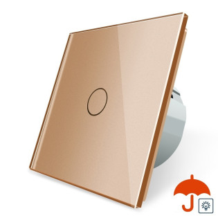 Сенсорный диммер с защитой от брызг 1 сенсор Livolo золотой стекло (VL-C701D-IP-13)