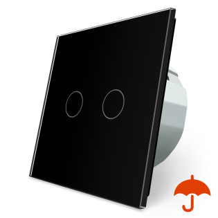 Сенсорный выключатель с защитой от брызг 2 сенсора Livolo черный стекло (VL-C702-IP-12) Сенсорный выключатель с защитой от брызг 2 сенсора Livolo черный стекло (VL-C702-IP-12)