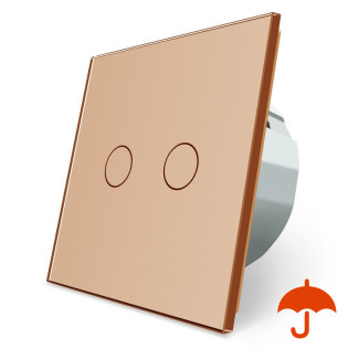 Сенсорный выключатель с защитой от брызг 2 сенсора Livolo золотой стекло (VL-C702-IP-13) Сенсорный выключатель с защитой от брызг 2 сенсора Livolo золотой стекло (VL-C702-IP-13)