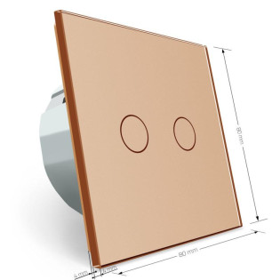 Сенсорный выключатель с защитой от брызг 2 сенсора Livolo золотой стекло (VL-C702-IP-13) Сенсорный выключатель с защитой от брызг 2 сенсора Livolo золотой стекло (VL-C702-IP-13)