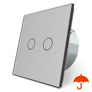 Сенсорный выключатель с защитой от брызг 2 сенсора Livolo серый стекло (VL-C702-IP-15) Сенсорный выключатель с защитой от брызг 2 сенсора Livolo серый стекло (VL-C702-IP-15)