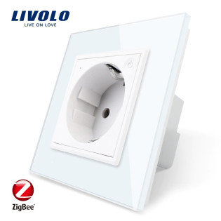 Wi-Fi розетка с заземлением Livolo 16А с шторками белый стекло (704000811) Wi-Fi розетка с заземлением Livolo 16А с шторками белый стекло (704000811)