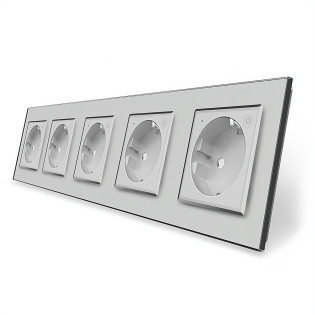 Пятиместная умная розетка ZigBee с заземлением серый Livolo (VL-C7FCTC16AZ-10IP)