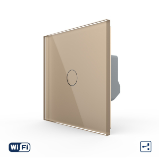 Умный сенсорный Wi-Fi проходной выключатель 1 сенсор золотой стекло Livolo (VL-C7FC1SNY-2G-AP) Умный сенсорный Wi-Fi проходной выключатель 1 сенсор золотой стекло Livolo (VL-C7FC1SNY-2G-AP)