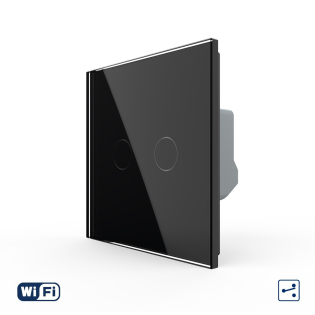 Умный сенсорный Wi-Fi проходной выключатель 2 сенсора черный стекло Livolo (VL-C7FC2SNY-2G-BP) Умный сенсорный Wi-Fi проходной выключатель 2 сенсора черный стекло Livolo (VL-C7FC2SNY-2G-BP)