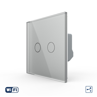 Умный сенсорный Wi-Fi проходной выключатель 2 сенсора серый стекло Livolo (VL-C7FC2SNY-2G-IP) Умный сенсорный Wi-Fi проходной выключатель 2 сенсора серый стекло Livolo (VL-C7FC2SNY-2G-IP)