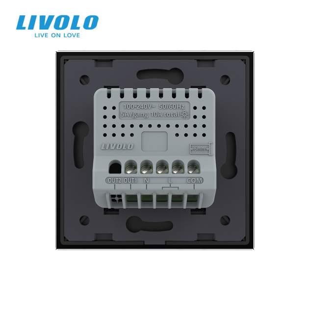 Умный сенсорный Wi-Fi проходной выключатель 1 сенсор черный стекло Livolo (VL-C7FC1SNY-2G-BP)