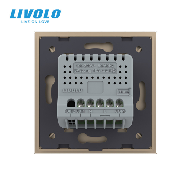 Умный сенсорный Wi-Fi проходной выключатель 1 сенсор золотой стекло Livolo (VL-C7FC1SNY-2G-AP)