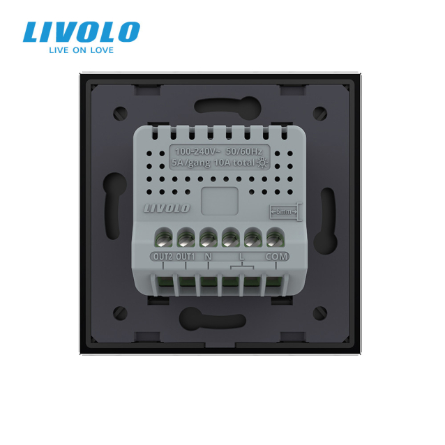 Умный сенсорный Wi-Fi проходной выключатель 2 сенсора черный стекло Livolo (VL-C7FC2SNY-2G-BP)