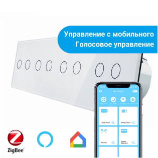Сенсорный Wi-Fi выключатель Livolo ZigBee 8 каналов (2-2-2-2) белый стекло (VL-C708Z-11) Сенсорный Wi-Fi выключатель Livolo ZigBee 8 каналов (2-2-2-2) белый стекло (VL-C708Z-11)