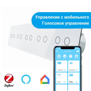 Сенсорный Wi-Fi выключатель Livolo ZigBee 10 каналов (2-2-2-2-2) белый стекло (VL-C710Z-11) Сенсорный Wi-Fi выключатель Livolo ZigBee 10 каналов (2-2-2-2-2) белый стекло (VL-C710Z-11)