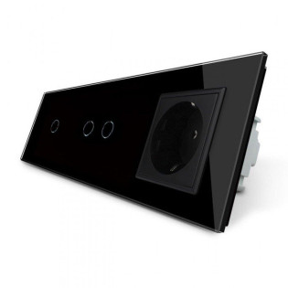 Сенсорный ZigBee выключатель 3 сенсора (1-2) 1 розетка черный стекло Livolo (VL-C701Z/C702Z/C7C1EU-12) Сенсорный ZigBee выключатель 3 сенсора (1-2) 1 розетка черный стекло Livolo (VL-C701Z/C702Z/C7C1EU-12)
