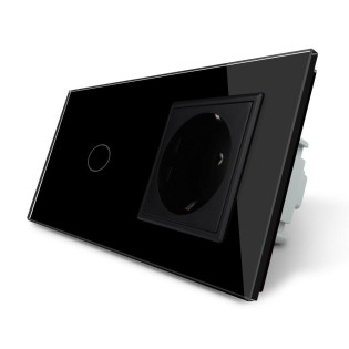 Сенсорный ZigBee выключатель 1 сенсор 1 розетка черный стекло Livolo (VL-C701Z/C7C1EU-12) Сенсорный ZigBee выключатель 1 сенсор 1 розетка черный стекло Livolo (VL-C701Z/C7C1EU-12)