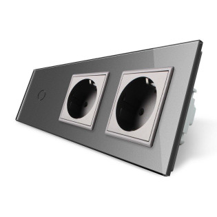 Сенсорный ZigBee выключатель 1 сенсор 2 розетки серый стекло Livolo (VL-C701Z/C7C2EU-15) Сенсорный ZigBee выключатель 1 сенсор 2 розетки серый стекло Livolo (VL-C701Z/C7C2EU-15)