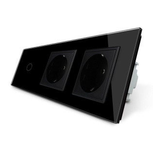Сенсорный ZigBee выключатель 1 сенсор 2 розетки черный стекло Livolo (VL-C701Z/C7C2EU-12) Сенсорный ZigBee выключатель 1 сенсор 2 розетки черный стекло Livolo (VL-C701Z/C7C2EU-12)