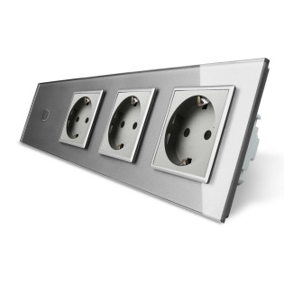 Сенсорный ZigBee выключатель 1 сенсор 3 розетки серый стекло Livolo (VL-C701Z/C7C3EU-15) Сенсорный ZigBee выключатель 1 сенсор 3 розетки серый стекло Livolo (VL-C701Z/C7C3EU-15)