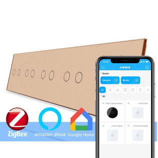 Сенсорный ZigBee выключатель 10 сенсоров (2-2-2-2-2) золото стекло Livolo (VL-C710Z-13) Сенсорный ZigBee выключатель 10 сенсоров (2-2-2-2-2) золото стекло Livolo (VL-C710Z-13)