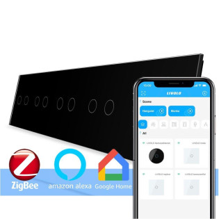 Сенсорный ZigBee выключатель 10 сенсоров (2-2-2-2-2) черный стекло Livolo (VL-C710Z-12) Сенсорный ZigBee выключатель 10 сенсоров (2-2-2-2-2) черный стекло Livolo (VL-C710Z-12)