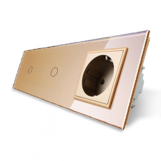 Сенсорный ZigBee выключатель 2 сенсора (1-1) 1 розетка золото стекло Livolo (VL-C701Z/C701Z/C7C1EU-13) Сенсорный ZigBee выключатель 2 сенсора (1-1) 1 розетка золото стекло Livolo (VL-C701Z/C701Z/C7C1EU-13)