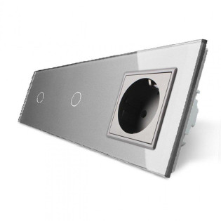 Сенсорный ZigBee выключатель 2 сенсора (1-1) 1 розетка серый стекло Livolo (VL-C701Z/C701Z/C7C1EU-15) Сенсорный ZigBee выключатель 2 сенсора (1-1) 1 розетка серый стекло Livolo (VL-C701Z/C701Z/C7C1EU-15)