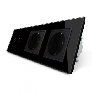 Сенсорный ZigBee выключатель 2 сенсора 2 розетки черный стекло Livolo (VL-C702Z/C7C2EU-12) Сенсорный ZigBee выключатель 2 сенсора 2 розетки черный стекло Livolo (VL-C702Z/C7C2EU-12)