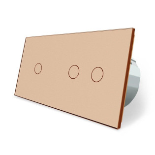 Сенсорный ZigBee выключатель 3 сенсора (1-2) золото стекло Livolo (VL-C701Z/C702Z-13) Сенсорный ZigBee выключатель 3 сенсора (1-2) золото стекло Livolo (VL-C701Z/C702Z-13)