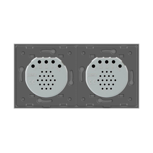 Сенсорный ZigBee выключатель 3 сенсора (1-2) серый стекло Livolo (VL-C701Z/C702Z-15)