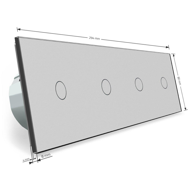 Сенсорный ZigBee выключатель 4 сенсора (1-1-1-1) серый стекло Livolo (VL-C704Z-15)
