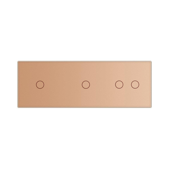 Сенсорный ZigBee выключатель 4 сенсора (1-1-2) золото стекло Livolo (VL-C701Z/C701Z/C702Z-13)