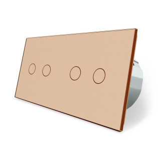 Сенсорный ZigBee выключатель 4 сенсора (2-2) золото стекло Livolo (VL-C702Z/C702Z-13) Сенсорный ZigBee выключатель 4 сенсора (2-2) золото стекло Livolo (VL-C702Z/C702Z-13)
