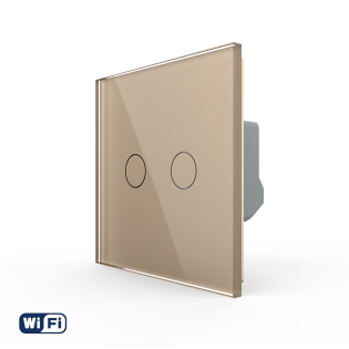 Умный сенсорный Wi-Fi выключатель 2 сенсора золотой стекло Livolo (VL-C7FC2NY-2GAP) Умный сенсорный Wi-Fi выключатель 2 сенсора золотой стекло Livolo (VL-C7FC2NY-2GAP)