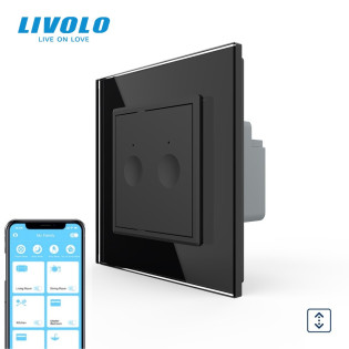 Умный сенсорный ZigBee выключатель для роллет Sense черный Livolo (VL-C7FC2WZ-2BP) Умный сенсорный ZigBee выключатель для роллет Sense черный Livolo (VL-C7FC2WZ-2BP)
