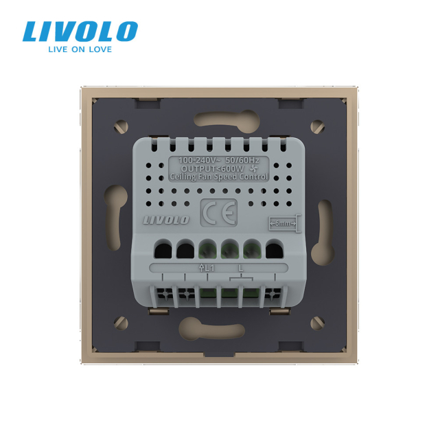 Умный сенсорный регулятор скорости вентилятора золотой Livolo (VL-C7FC1GZ-2AP)