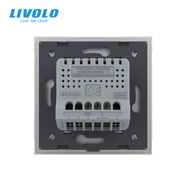 Умный сенсорный регулятор скорости вентилятора серый Livolo (VL-C7FC1GZ-2AP)