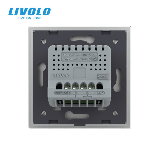 Умный сенсорный Wi-Fi выключатель 1 сенсор серый стекло Livolo (VL-C7FC1NY-2GIP)