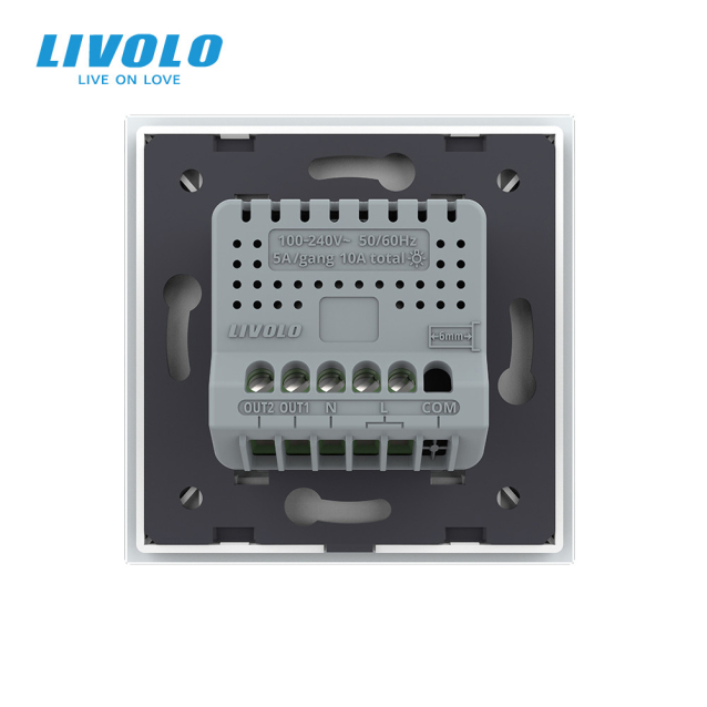 Умный сенсорный Wi-Fi выключатель 2 сенсора белый стекло Livolo (VL-C7FC2NY-2GWP)