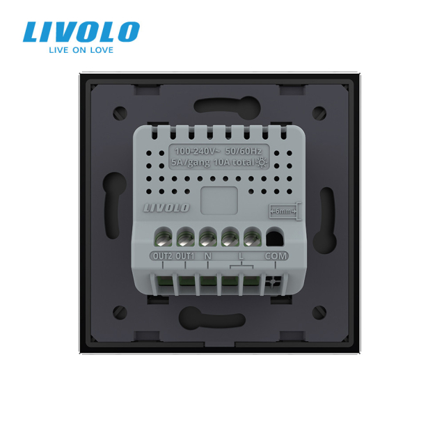 Умный сенсорный Wi-Fi выключатель 2 сенсора черный стекло Livolo (VL-C7FC2NY-2GBP)