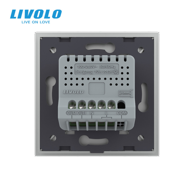 Умный сенсорный Wi-Fi выключатель 2 сенсора серый стекло Livolo (VL-C7FC2NY-2GIP)