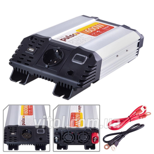 Преобраз. напряжения PULSO/ISU- 620/12V-220V/600W/USB-5VDC2.0A/чистая синус./клеммы (ISU-620)