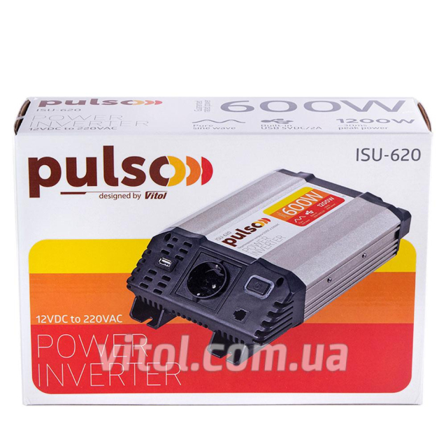 Преобраз. напряжения PULSO/ISU- 620/12V-220V/600W/USB-5VDC2.0A/чистая синус./клеммы (ISU-620)