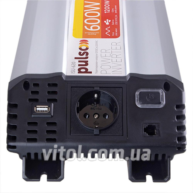 Преобраз. напряжения PULSO/ISU- 620/12V-220V/600W/USB-5VDC2.0A/чистая синус./клеммы (ISU-620)