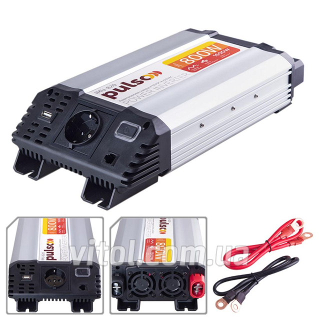 Преобраз. напряжения PULSO/IMU 820/12V-220V/800W/USB-5VDC2.0A/мод.синус./клеммы (IMU-820)