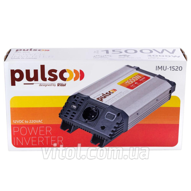 Преобраз. напряжения PULSO/IMU-1520/12V-220V/1500W/USB-5VDC2.0A/мод.синус./клеммы (IMU-1520)