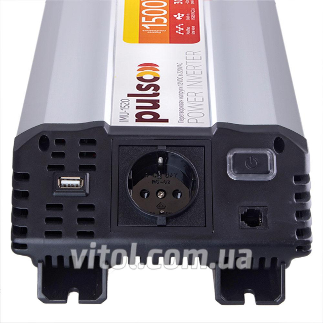 Преобраз. напряжения PULSO/IMU-1520/12V-220V/1500W/USB-5VDC2.0A/мод.синус./клеммы (IMU-1520)